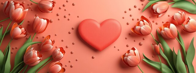 Red Heart Amid Tulip Field