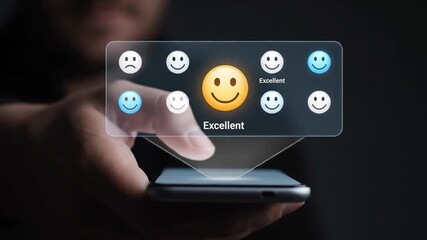 Person giving a perfect five-star rating with a crowned smiley face - Powered by Adobe