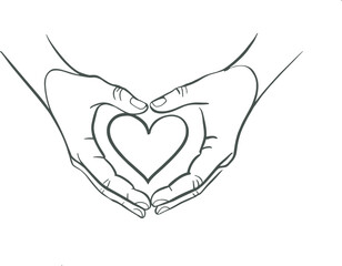 Fototapeta premium Hands forming a heart shape graphic illustration of love and care