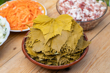 Grandma prepares traditional dolma in the country, abroad, in the Republic of Moldova or Romania....