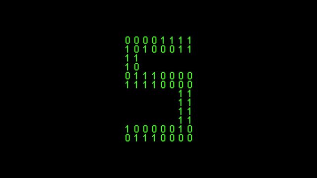 Single S alphabet letter on binary code background with matrix effect