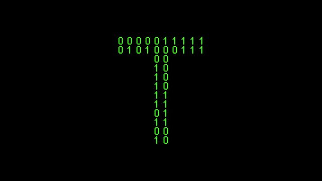 Single alphabet letter on binary code background with matrix effect