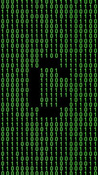 Single C alphabet letter on binary code background with matrix effect