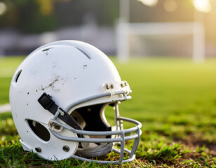 Fototapeta premium American Football Helmet on Ground
