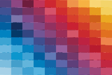 A vibrant spectrum of colors arranged in a grid pattern, showcasing a gradient from blue to red to yellow, creating a visually appealing mosaic
