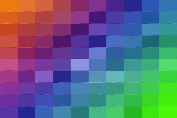 A kaleidoscope of colors in a square grid, blending orange, purple, blue, and green hues to create a visually stunning mosaic