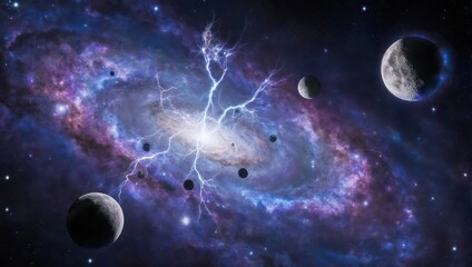 Vibrant Nebula and Planets in Deep Space.