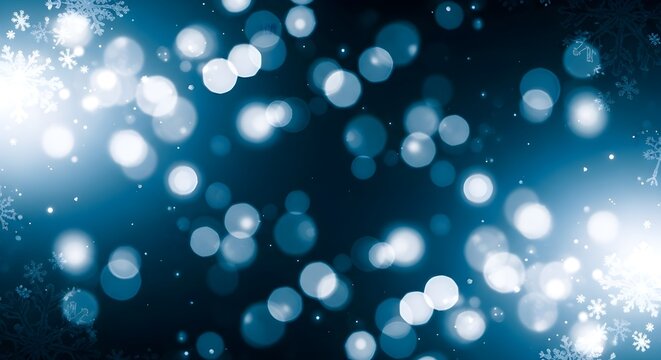 Abstract blue bokeh background with sparkling light effects and soft focus