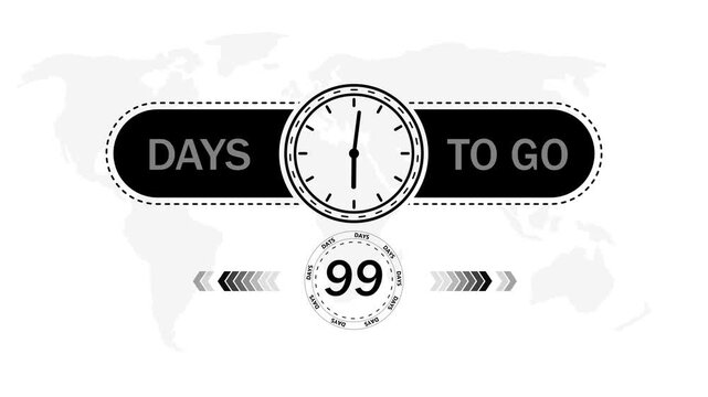 99 Days to go countdown timer icon.Minimal countdown timer animation days to go.Count time display with numbers sale, label button ,promotion clock sign business concept.