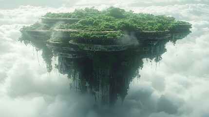 Floating Island City in the Clouds