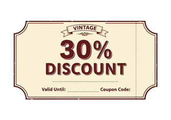 vintage retro ticket 30% off