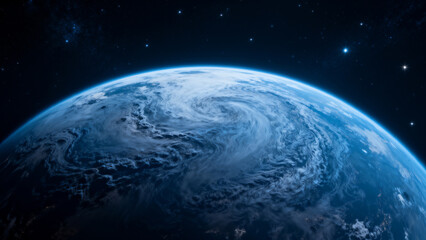 Earth from space with stars