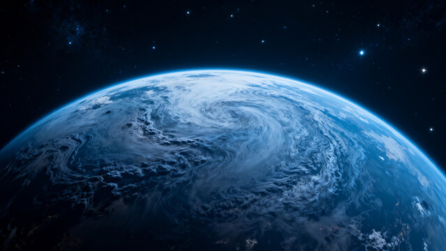 Earth from space with stars