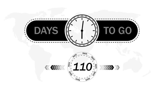 110 Days to go countdown timer icon.Minimal countdown timer animation days to go.Count time display with numbers sale, label button ,promotion clock sign business concept.