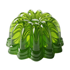 Vibrant green jell o dessert with swirled pattern isolated on transparent background