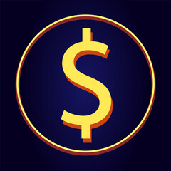 Dollar sign icon in a circle on a dark blue background