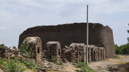 India, Karnataka, Vijayapura, Ancient Ruins of Fortress Near Jamia Mosque of Vijayapura. 16th Century Monuments. © Raj
