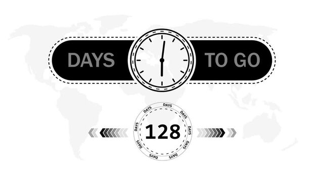 128 Days to go countdown timer icon.Minimal countdown timer animation days to go.Count time display with numbers sale, label button ,promotion clock sign business concept.