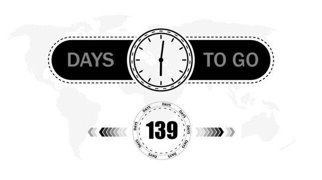 139 Days to go countdown timer icon.Minimal countdown timer animation days to go.Count time display with numbers sale, label button ,promotion clock sign business concept.