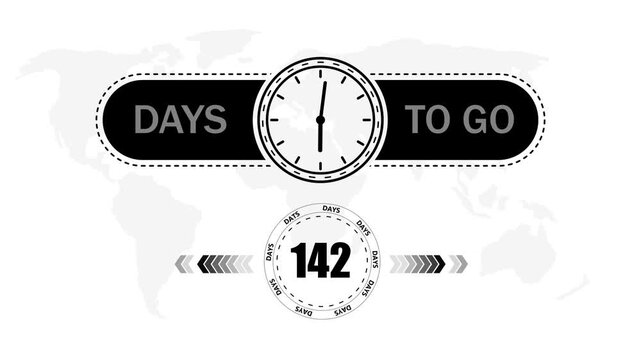 142 Days to go countdown timer icon.Minimal countdown timer animation days to go.Count time display with numbers sale, label button ,promotion clock sign business concept.