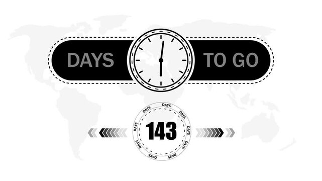 143 Days to go countdown timer icon.Minimal countdown timer animation days to go.Count time display with numbers sale, label button ,promotion clock sign business concept.