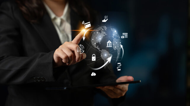 Worldwide digital payment network showing secure financial transactions. Digital payment supports transfer, digital payment ensures security, boosts convenience, drives global finance. Latch