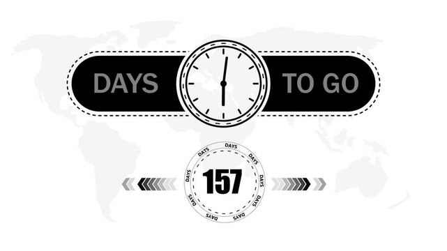 157 Days to go countdown timer icon.Minimal countdown timer animation days to go.Count time display with numbers sale, label button ,promotion clock sign business concept.