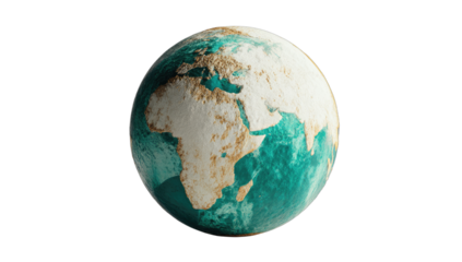 Stylized, textured globe with continents and ocean