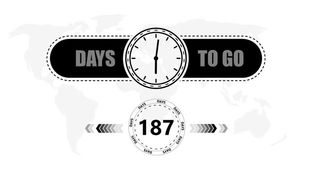 187 Days to go countdown timer icon.Minimal countdown timer animation days to go.Count time display with numbers sale, label button ,promotion clock sign business concept.