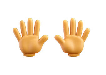 Two bright 3D cartoon hands, palms open, against a solid black background