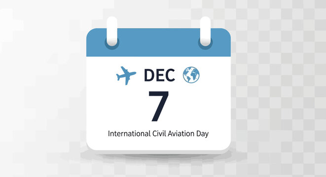Informative Visual Display of International Civil Aviation Day Calendar Noted for December 7th