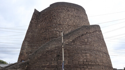 India, Karnataka, Vijayapura, View of Stone Buil Uppali Burj or Cannon Tower of Malik-E-Maidan Cannon.  © Raj