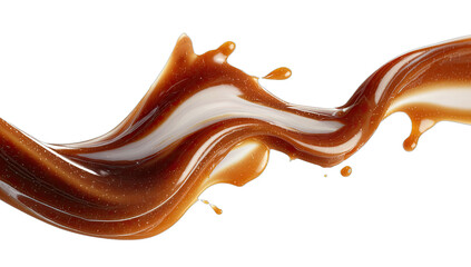 Viscous, glossy liquid splashes and drips dynamically, creating curves