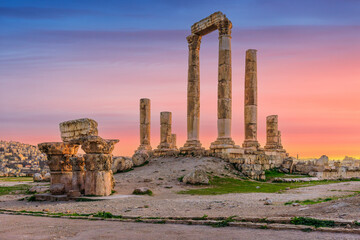 Amman, Jordan. The Temple of Hercules, Amman Citadel.