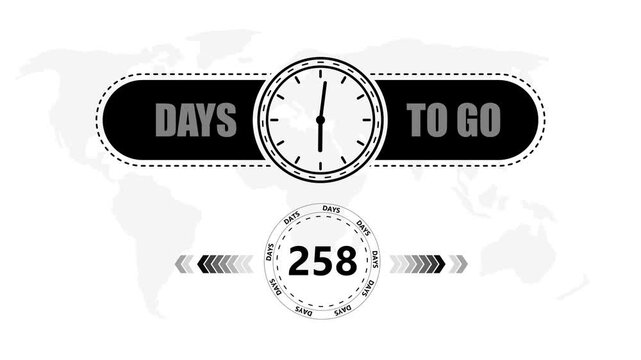 258 Days to go countdown timer icon.Minimal countdown timer animation days to go.Count time display with numbers sale, label button ,promotion clock sign business concept.
