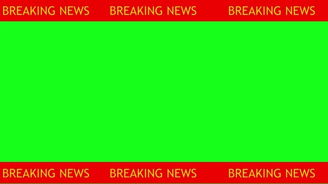 News lower third background overlay template with green screen, TV broadcast style animation for breaking news or live updates .Breaking news lower third 3rd chyron l3rd loop 4k