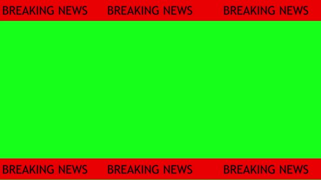 News lower third background overlay template with green screen, TV broadcast style animation for breaking news or live updates .Breaking news lower third 3rd chyron l3rd loop 4k
