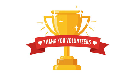 Symbolic golden trophy with heartfelt thank you message for selfless volunteers dedication