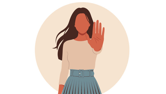Woman Showing Stop Gesture. Concept of Refusal, Boundary Setting, Self-Protection, and Saying No to Harassment
