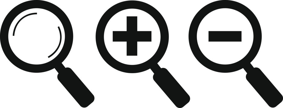 Magnifying Glass Icons Zoom In Zoom Out search find