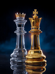 Golden and Glass Chess Kings A Strategic Encounter