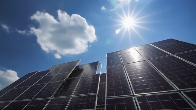 Solar Panels Under a Bright Sun Harnessing Renewable Energy for a Sustainable Future