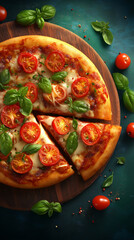 Delicious Margherita Pizza with Fresh Basil and Cherry Tomatoes