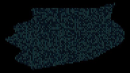 Southern Patagonian Ice Field Binary code map animation, Digital data visualization, alpha layer - Powered by Adobe