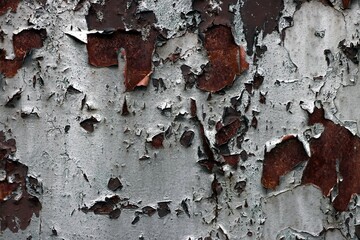 Old silver paint steel with corrosion