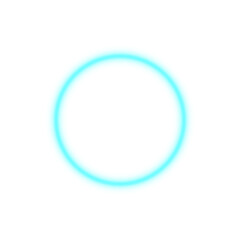 Vibrant aqua glow circle, a minimalist abstract geometric shape with a soft luminous outline, ideal for modern digital design, isolated on a clean transparent background