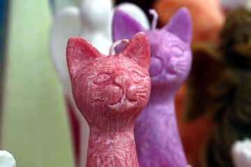 Wax candle in cat design