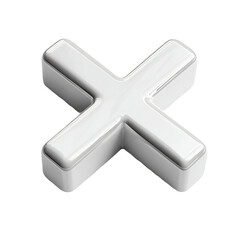 Obraz premium 3d rendering of shiny white cross or multiplication symbol isolated on white background