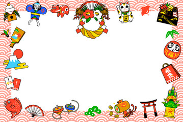 お正月素材のフレーム（長方形）