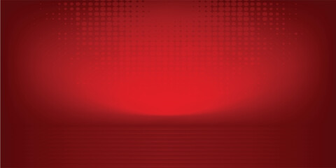 Red studio background. Abstract limbo podium studio room. Dark red gradient wall floor and spotlight scene.